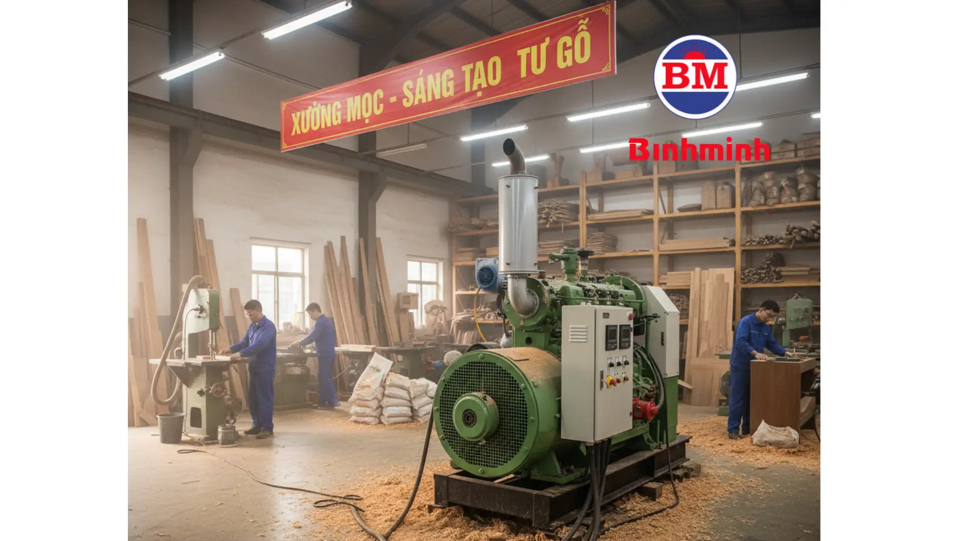 Máy phát điện cho xưởng mộc